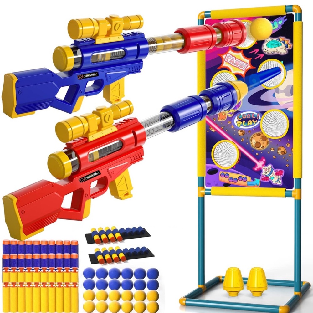 Bennol 2in1 Toy Gun🔫Shooting GameToy w 2pk Foam Ball🎾Guns🔫& Shooting Target🎯
